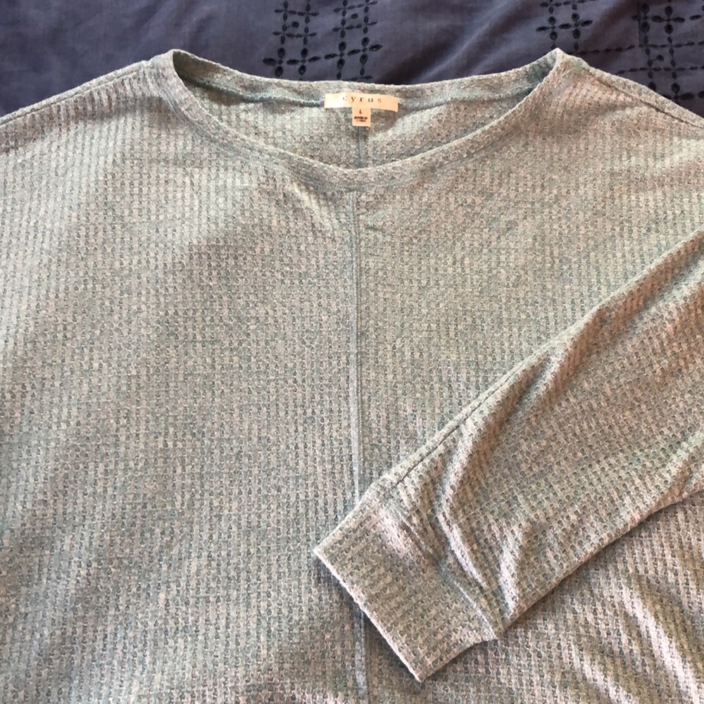 Turquoise waffle knit long sleeve top